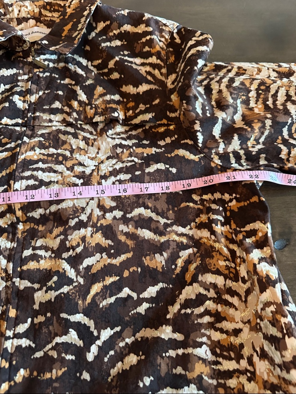 Alfred Dunner Brown, Cream, and Gold Printed Zip-Front Jacket 16W - Picture 9 of 11